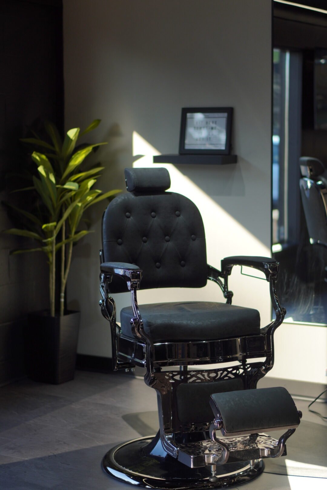 Barber chair by the window